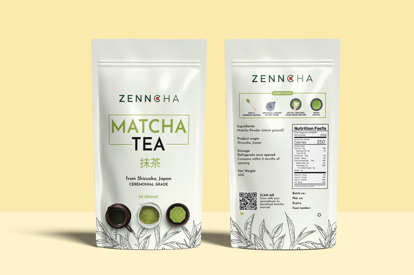 Zenncha Japanese Matcha Green Tea Powder 50 Grams (30 Servings)