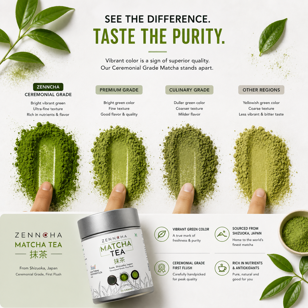 Zenncha Japanese Matcha Tea Powder Ceremonial Grade 50 grams